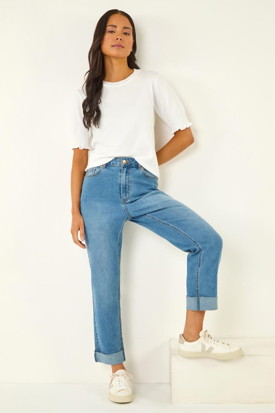 Roman Denim Petite Turn Up Pocket Jeans