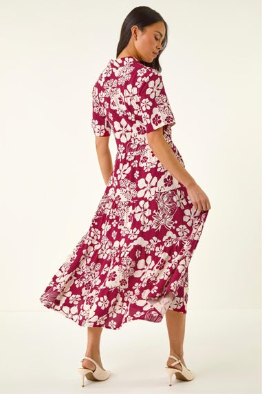 Roman Red Petite Floral Shirt Dress