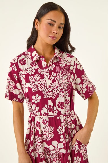 Roman Red Petite Floral Shirt Dress