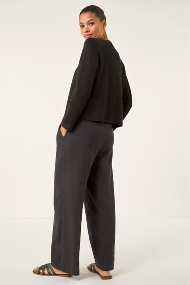 Roman Black Beaded Trim Open Jacket