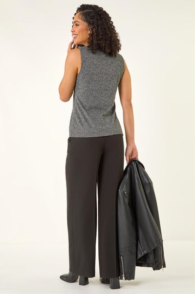 Roman Charcoal Herringbone Mock Button Waist Coat