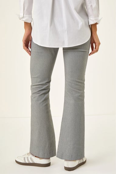 Roman Light Grey Dogtooth Stretch Wide Leg Trouser