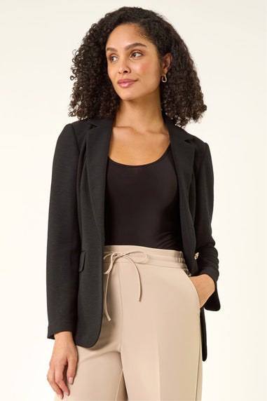 Roman Black Textured Pocket Stretch Jacket