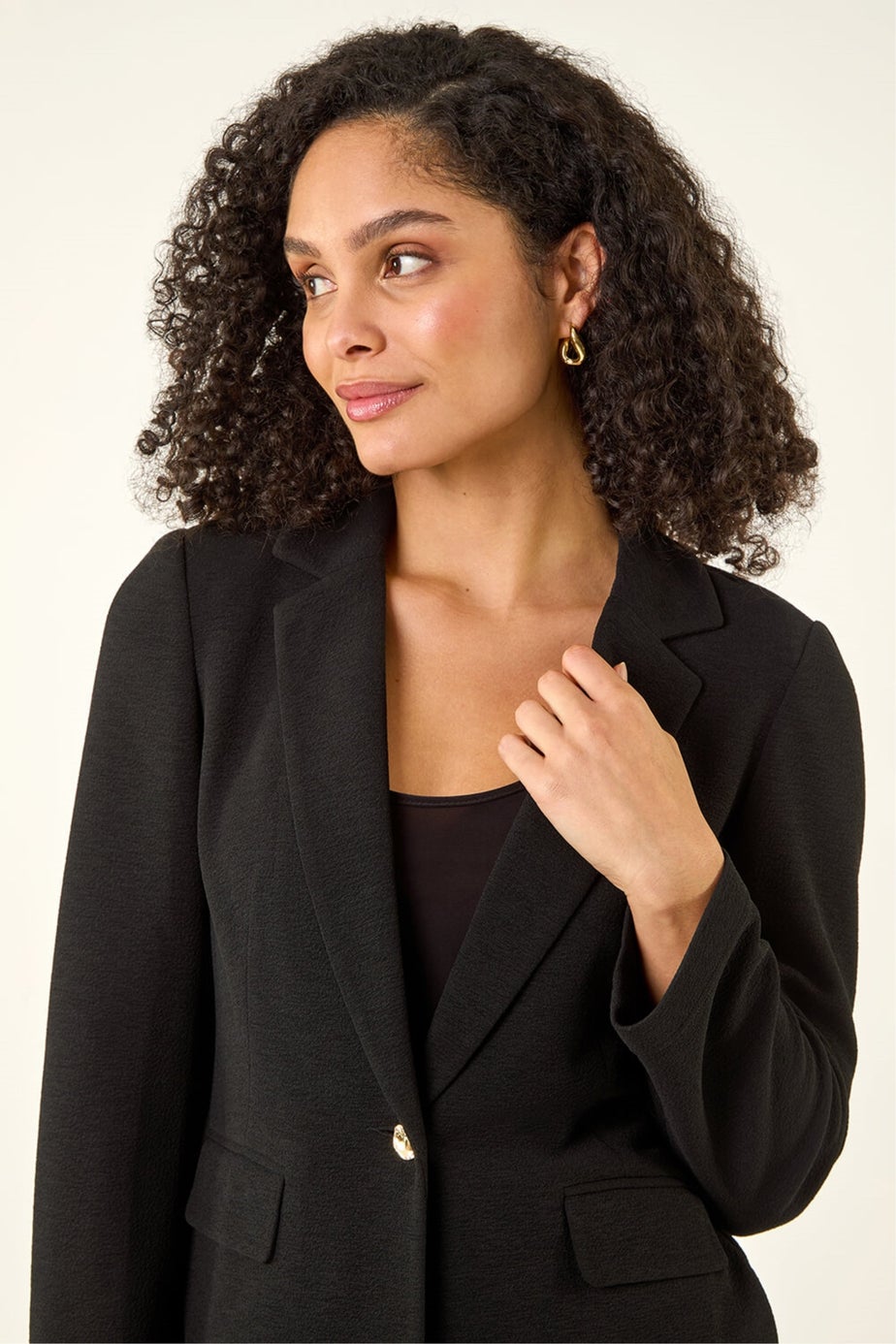 Roman Black Textured Pocket Stretch Jacket