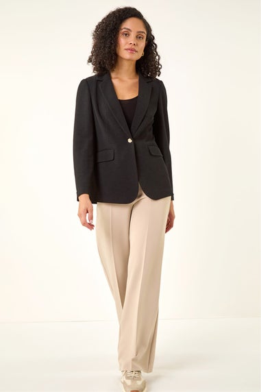 Roman Black Textured Pocket Stretch Jacket