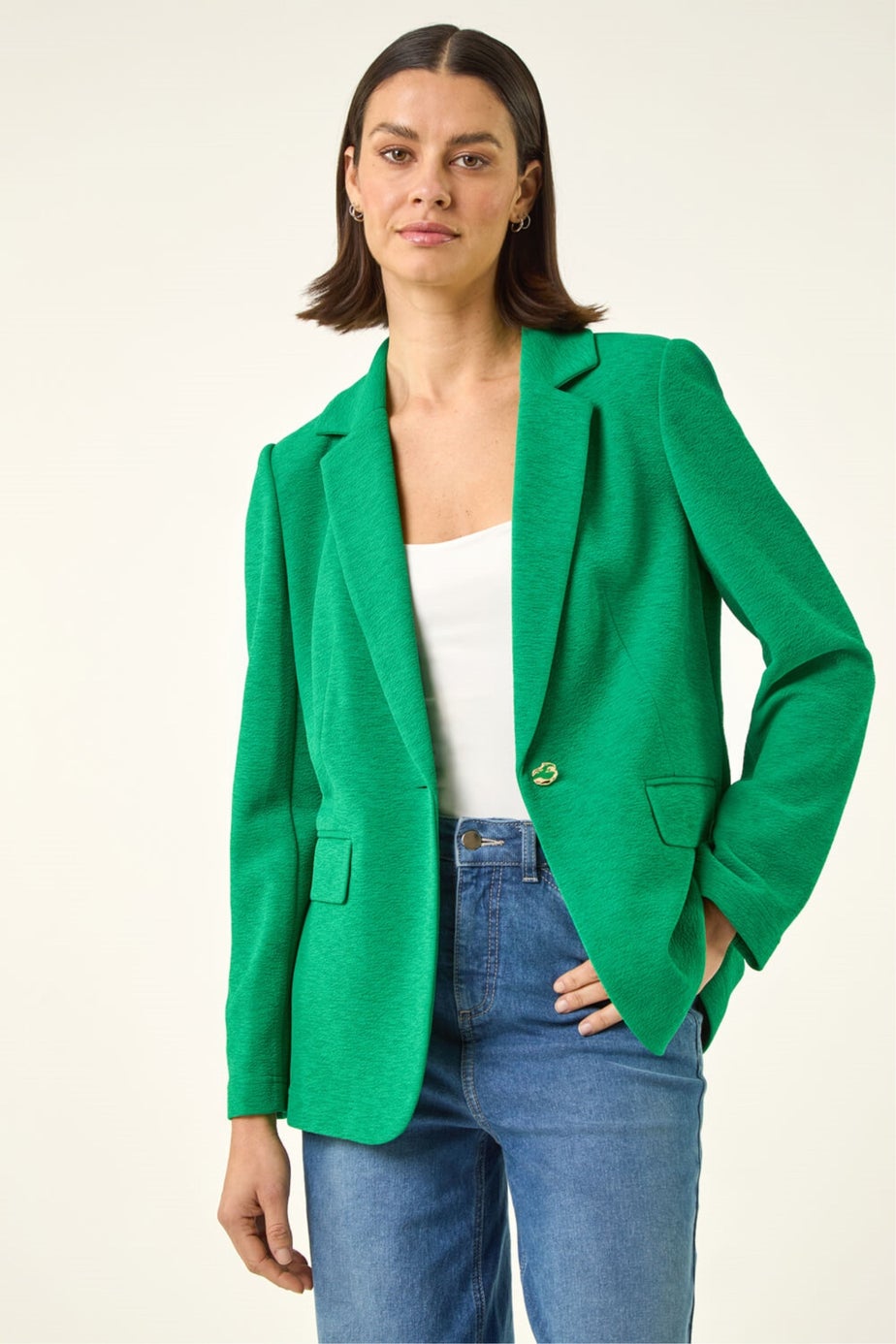 Roman Green Textured Pocket Stretch Jacket