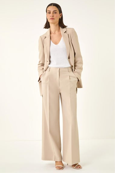 Roman Stone Pleat Front Wide Leg Trouser