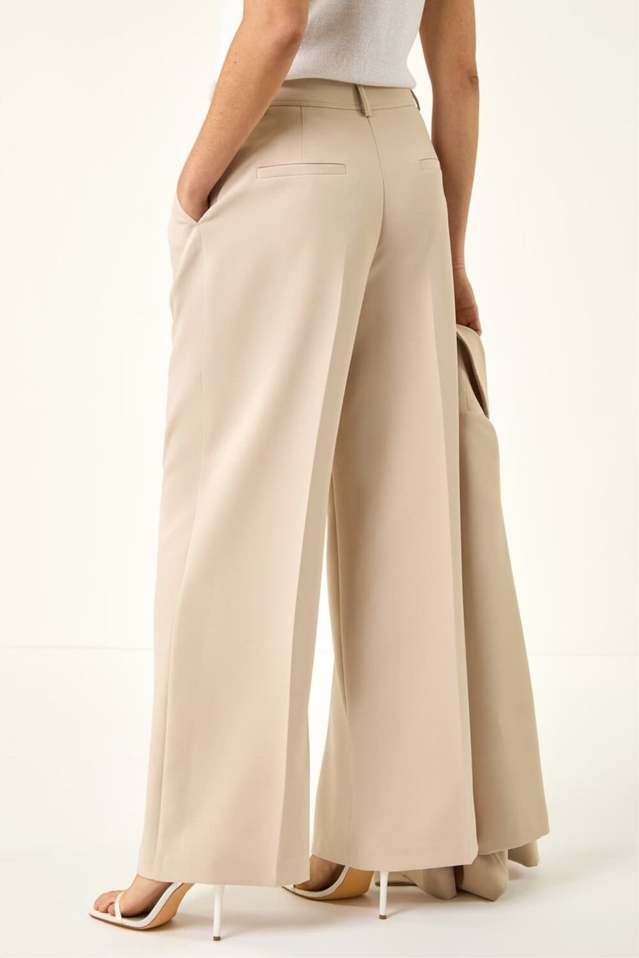 Roman Stone Pleat Front Wide Leg Trouser