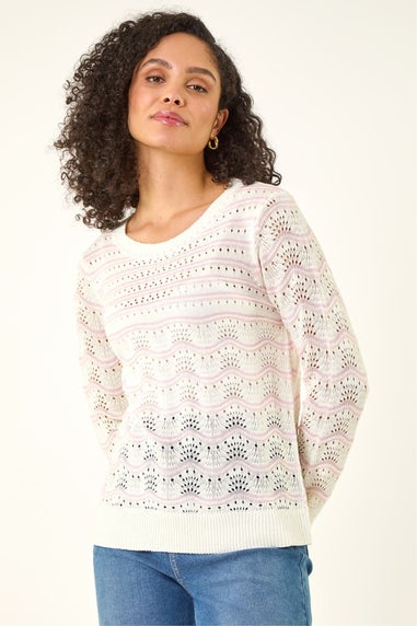 Roman Light Pink Stripe Wave Knit Jumper