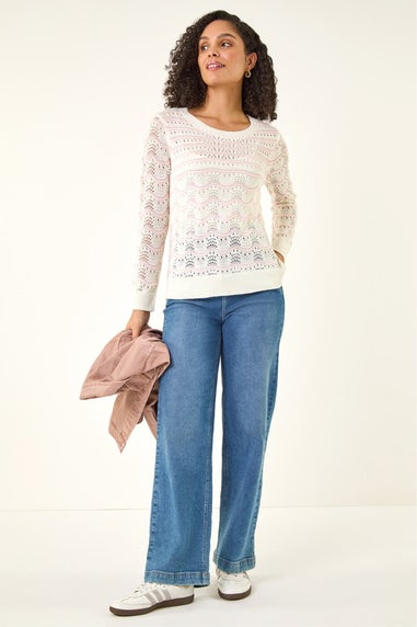 Roman Light Pink Stripe Wave Knit Jumper