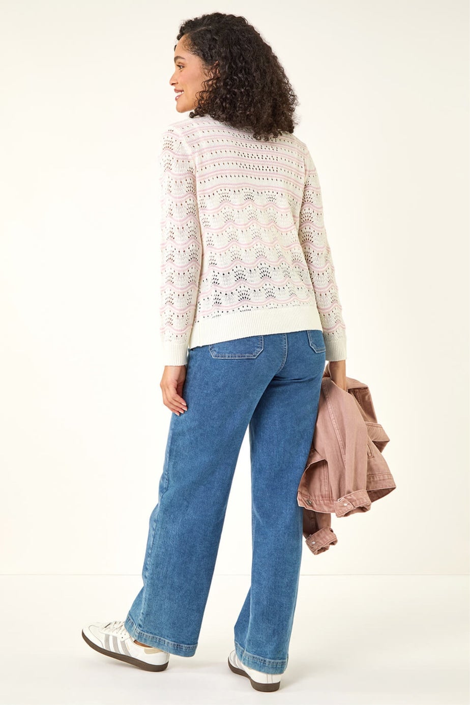 Roman Light Pink Stripe Wave Knit Jumper