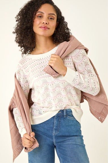 Roman Light Pink Stripe Wave Knit Jumper