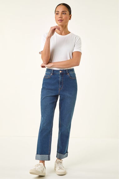 Roman Indigo Petite Turn Up Pocket Jeans