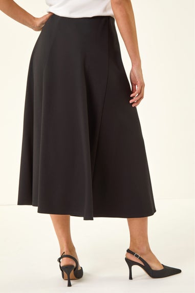 Roman Black Petite Ponte Stretch Midi Skirt