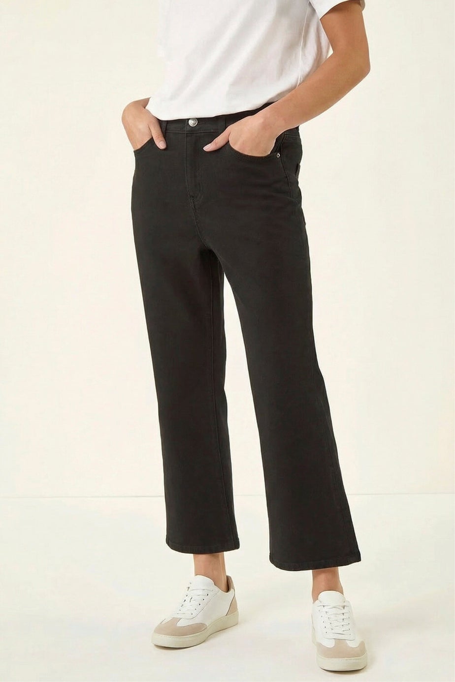 Roman Black Petite Bootcut Cropped Jeans