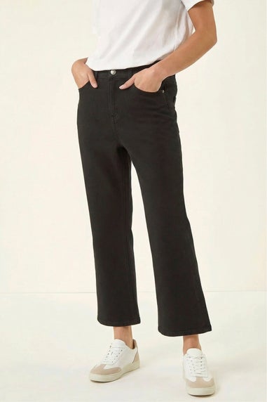 Roman Black Petite Bootcut Cropped Jeans