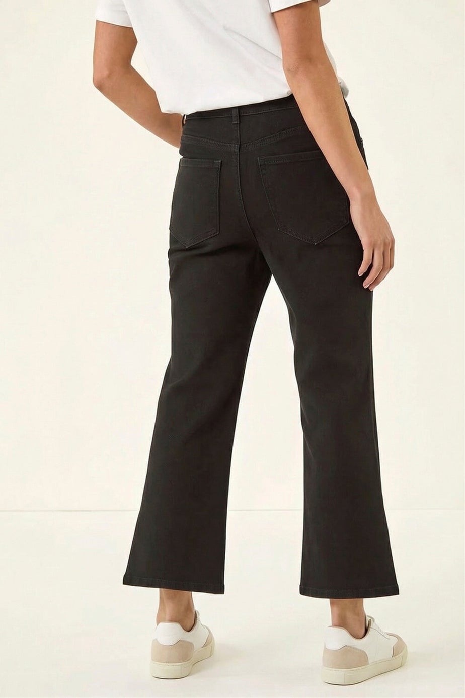 Roman Black Petite Bootcut Cropped Jeans