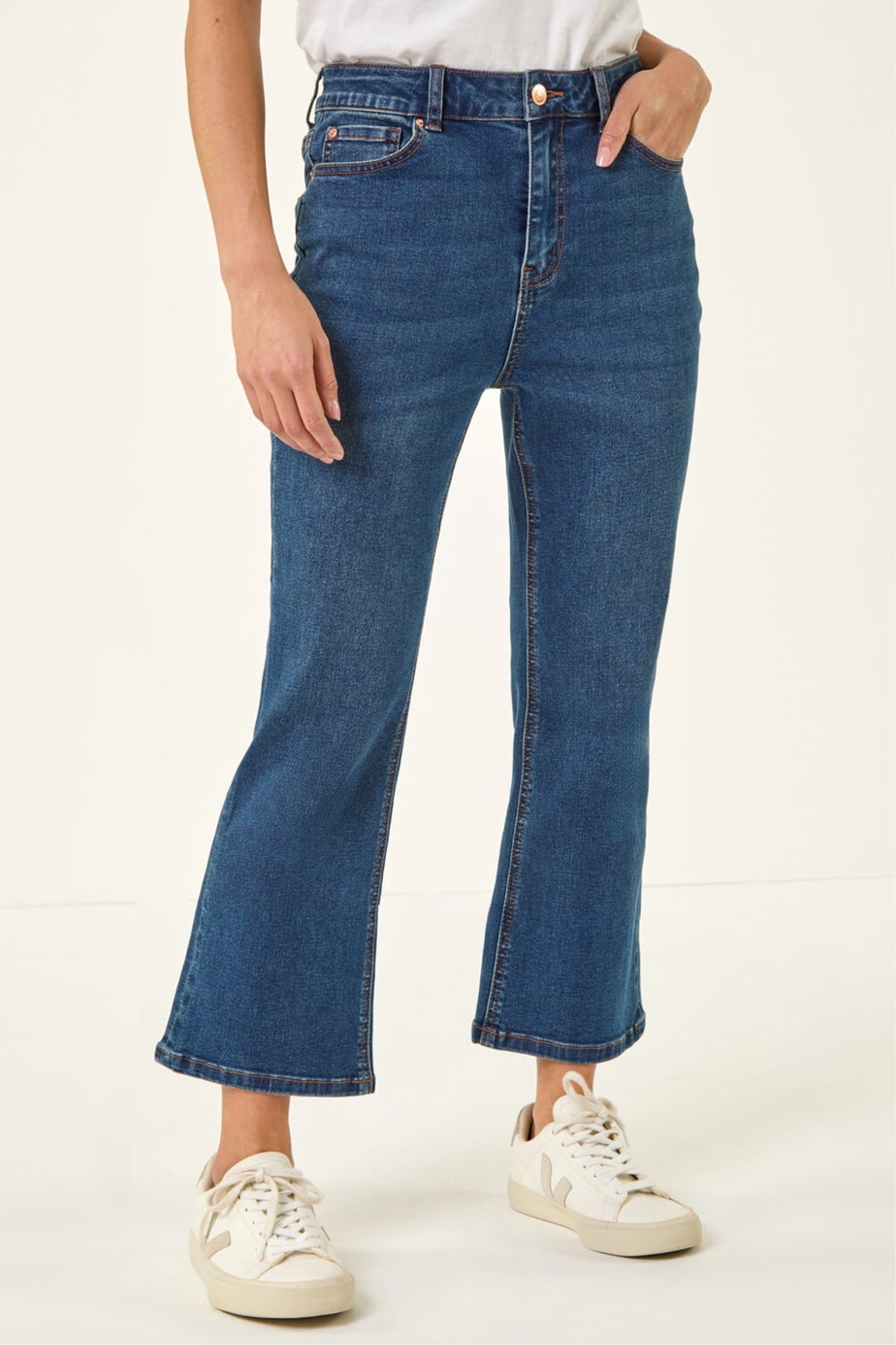 Roman Indigo Petite Bootcut Cropped Jeans