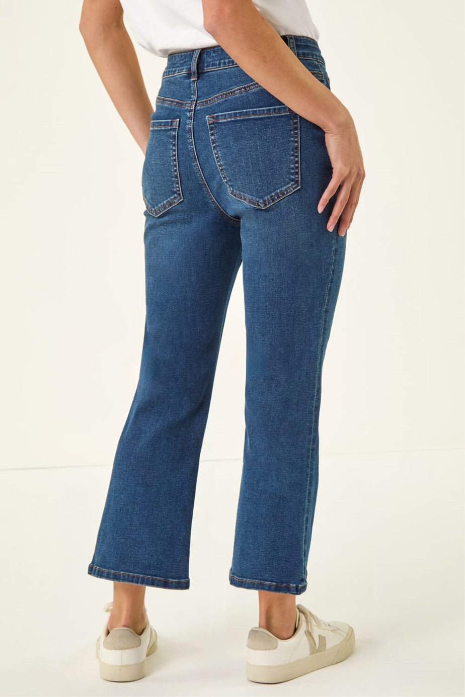 Roman Indigo Petite Bootcut Cropped Jeans