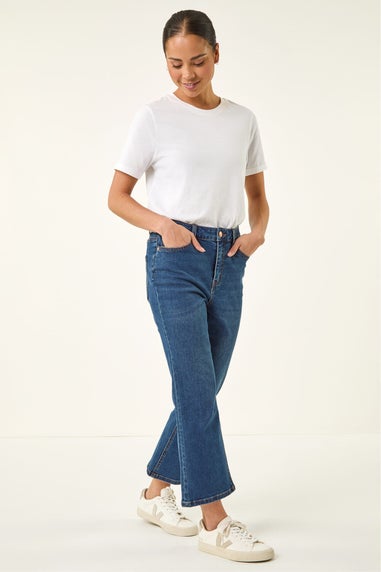 Roman Indigo Petite Bootcut Cropped Jeans