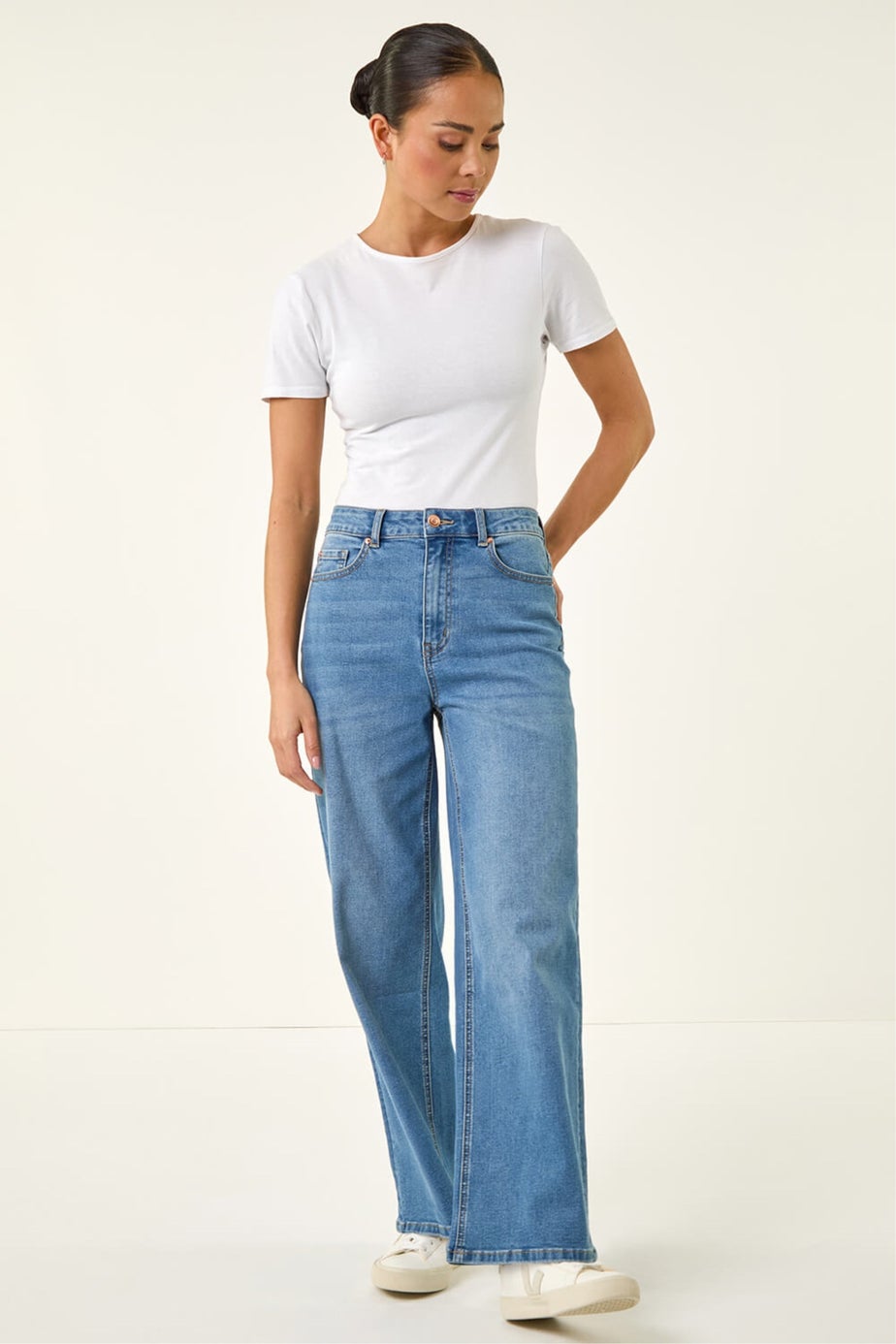 Roman Denim Petite Wide Leg Jeans