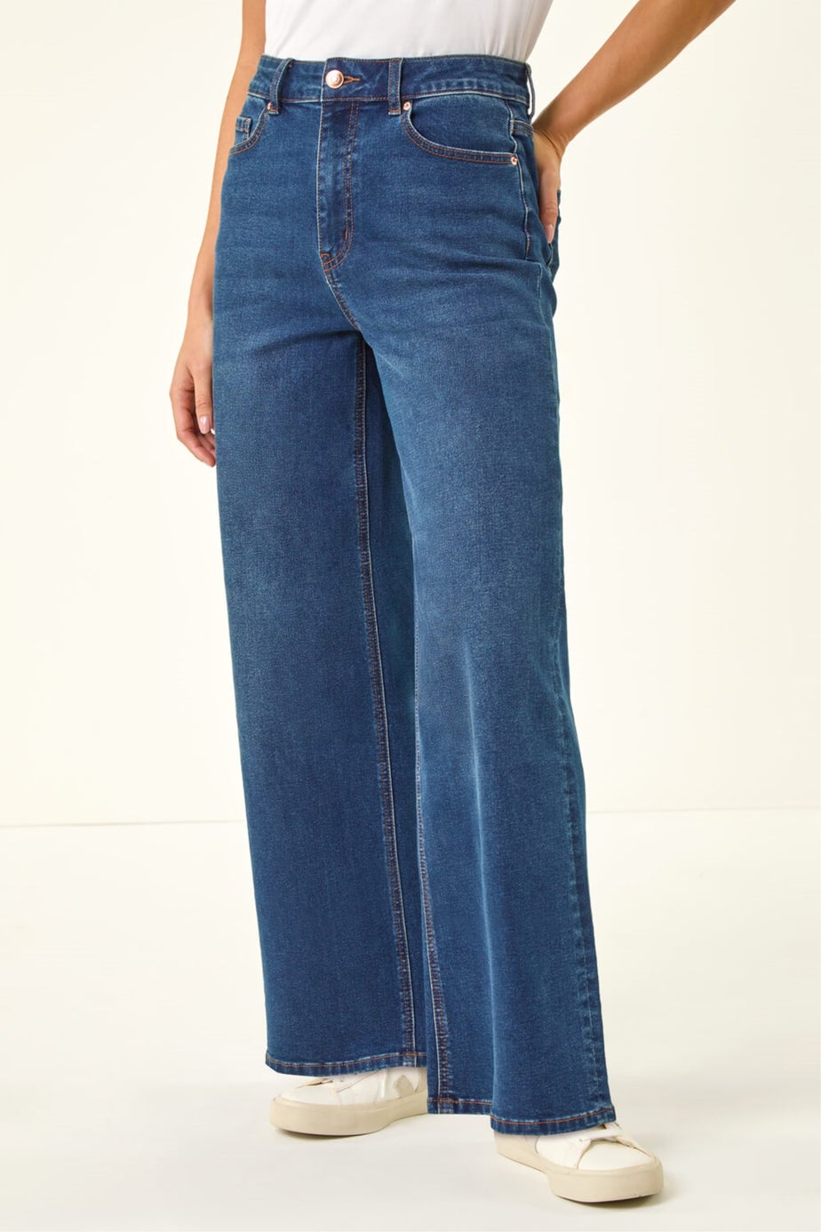 Roman Indigo Petite Wide Leg Jeans
