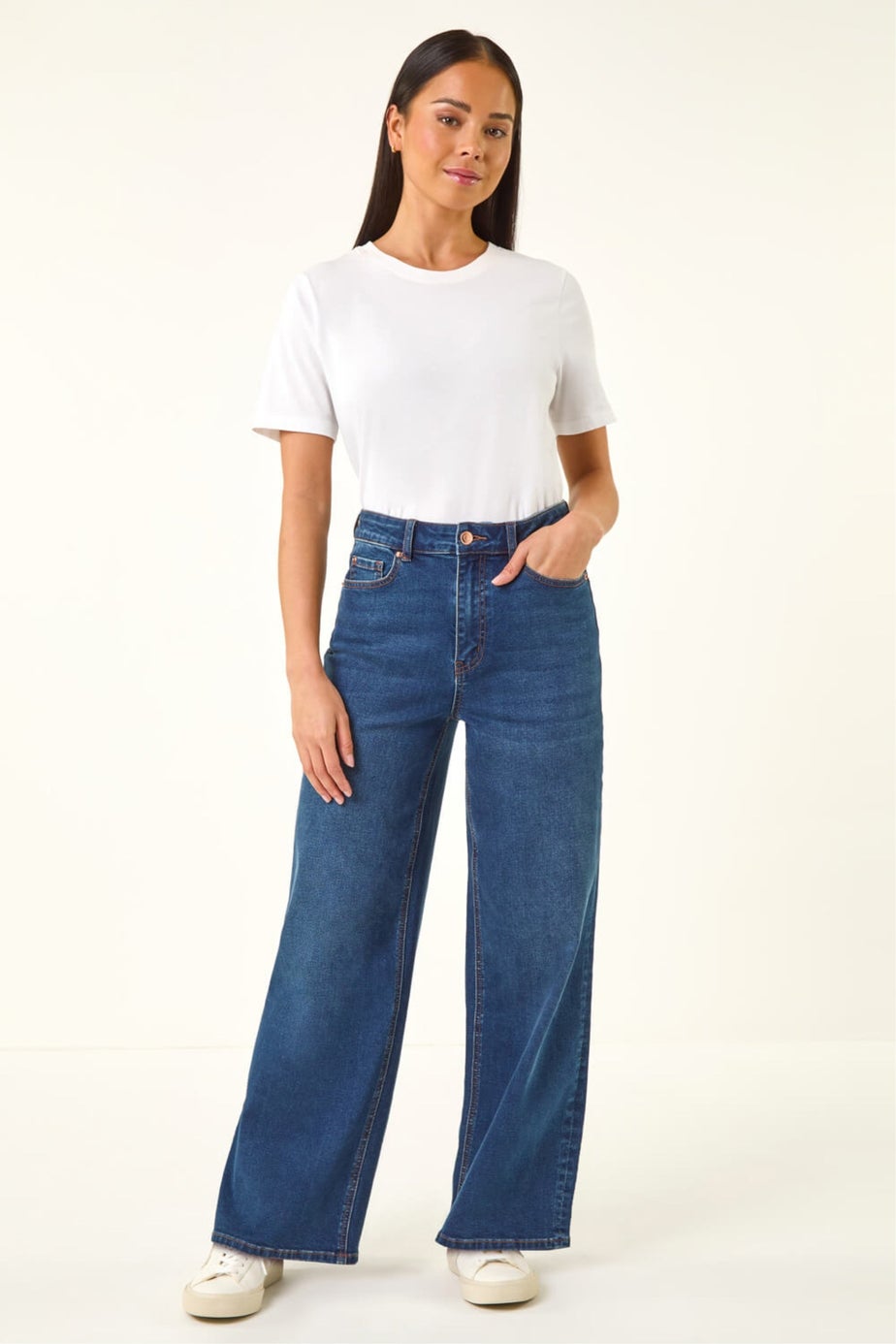 Roman Indigo Petite Wide Leg Jeans