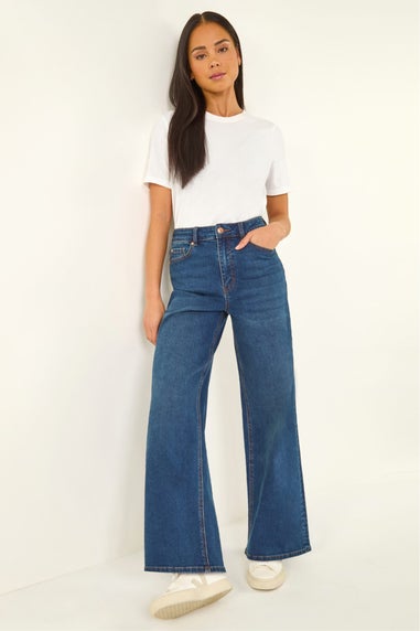 Roman Indigo Petite Wide Leg Jeans