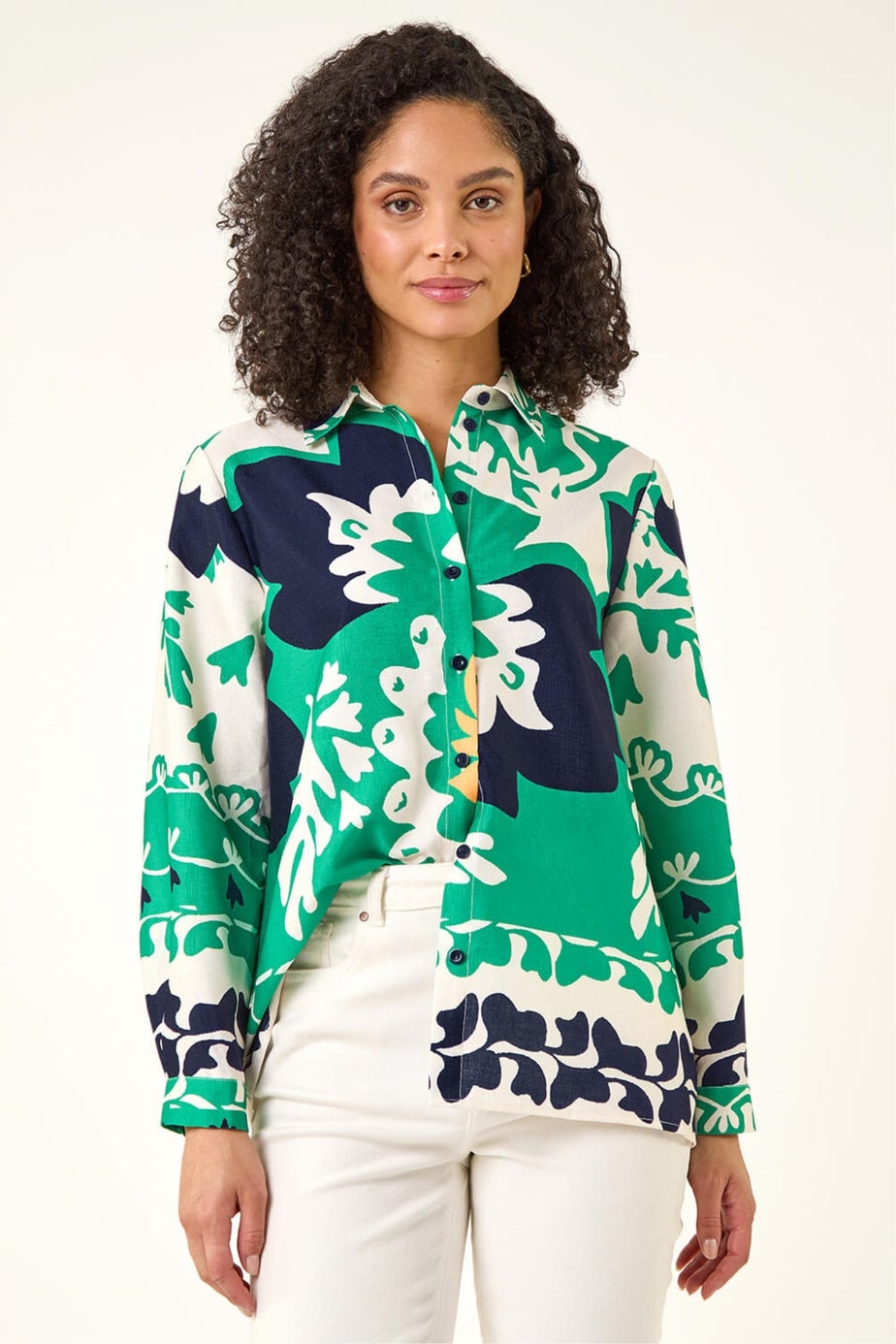 Roman Green Border Print Buttoned Shirt