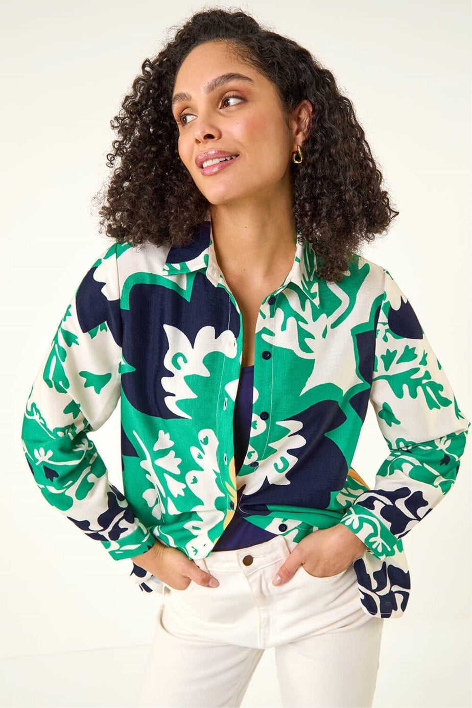 Roman Green Border Print Buttoned Shirt