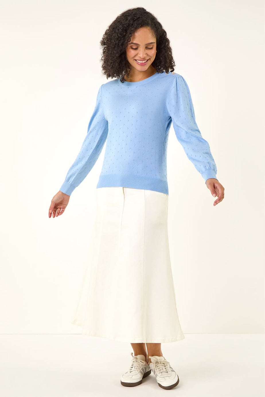 Roman Light Blue Bobble Detail Knit Jumper