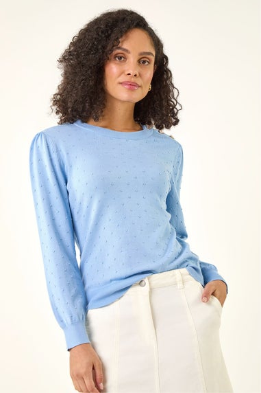 Roman Light Blue Bobble Detail Knit Jumper