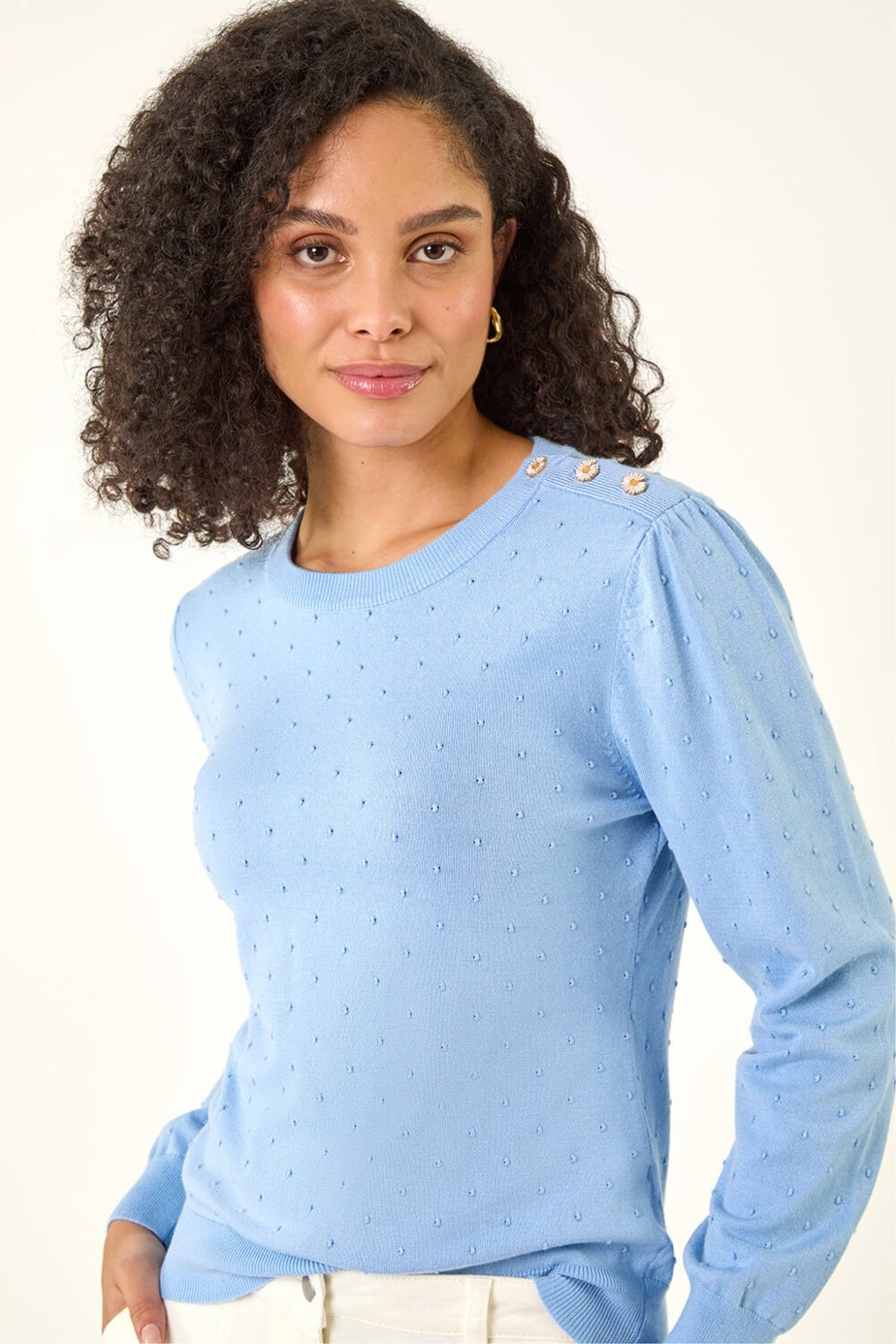 Roman Light Blue Bobble Detail Knit Jumper