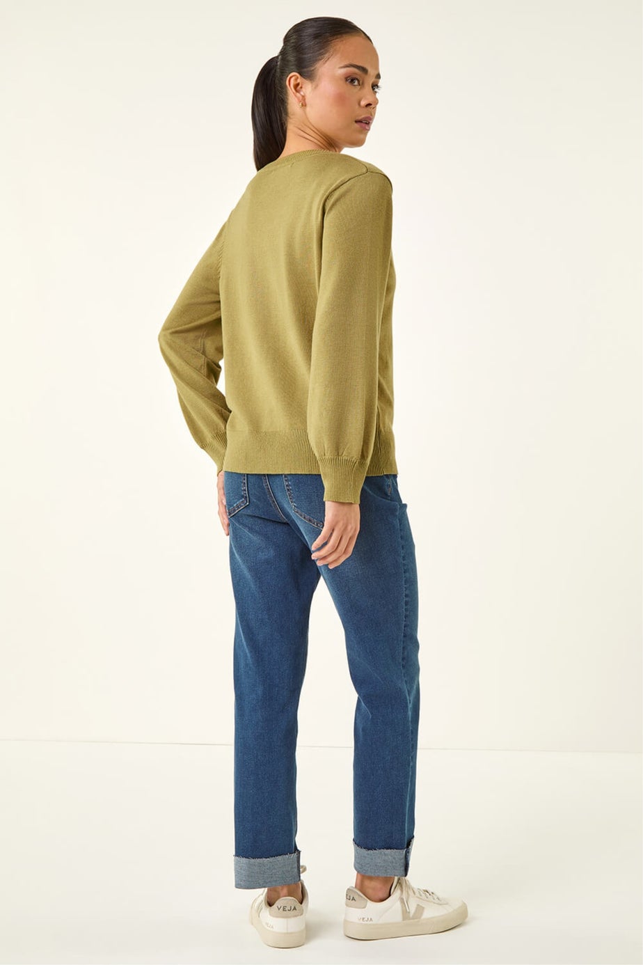 Roman Sage Petite V-Neck Knit Jumper