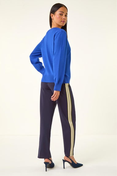 Roman Royal Blue Petite V-Neck Knit Jumper