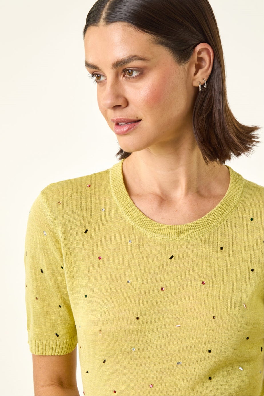 Roman Lime Scattered Hotfix Knitted Top
