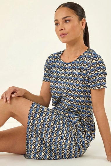 Roman Navy Petite Floral Pocket Dress