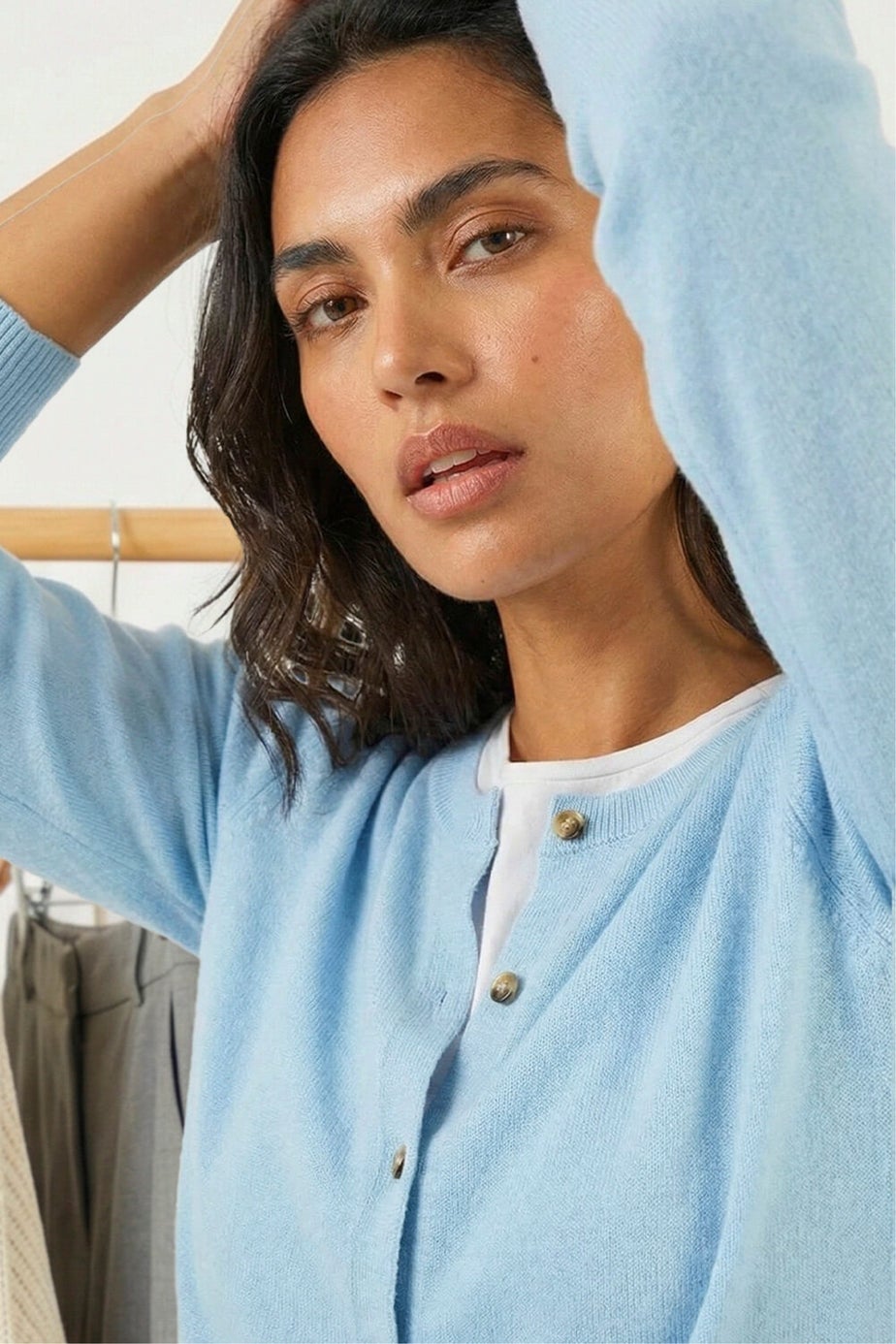 Roman Blue Petite Buttoned Cardigan