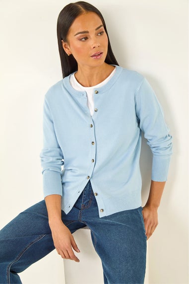Roman Blue Petite Buttoned Cardigan