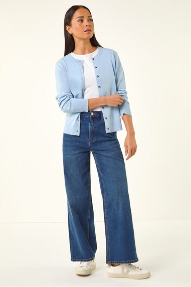 Roman Blue Petite Buttoned Cardigan