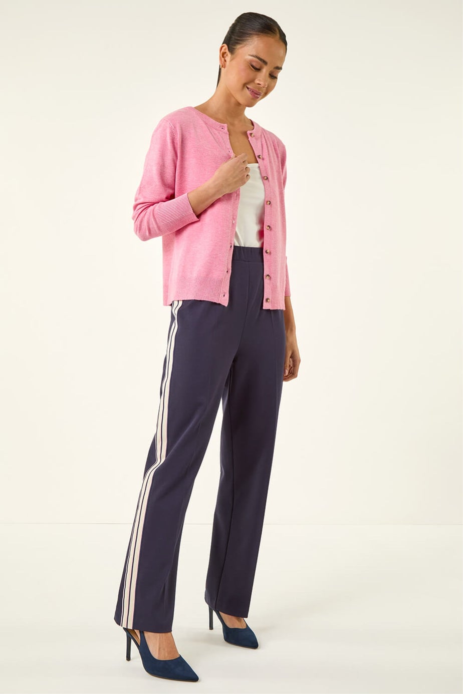 Roman Light Pink Petite Buttoned Cardigan