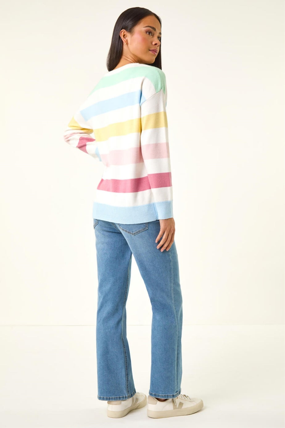 Roman Ivory Petite Stripe Knit Jumper