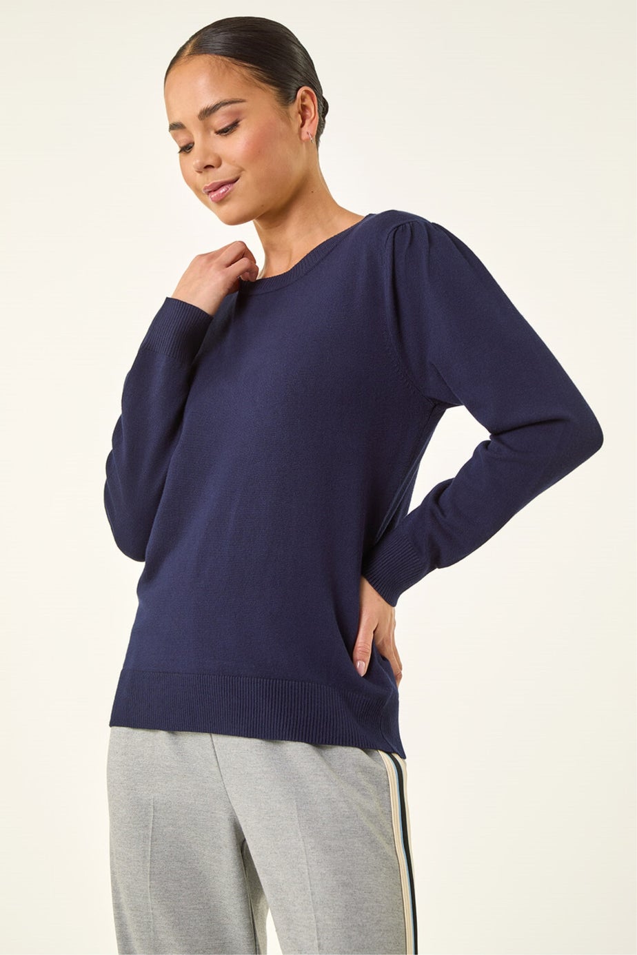 Roman Navy Petite Classic Crew Neck Jumper