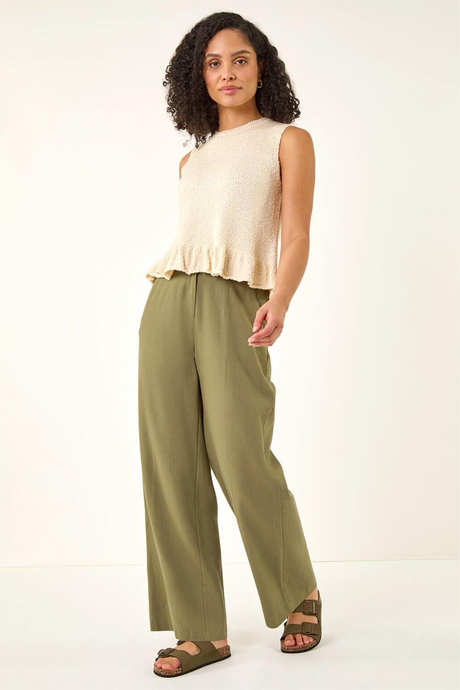 Roman Ivory Textured Frill Hem Knit Vest