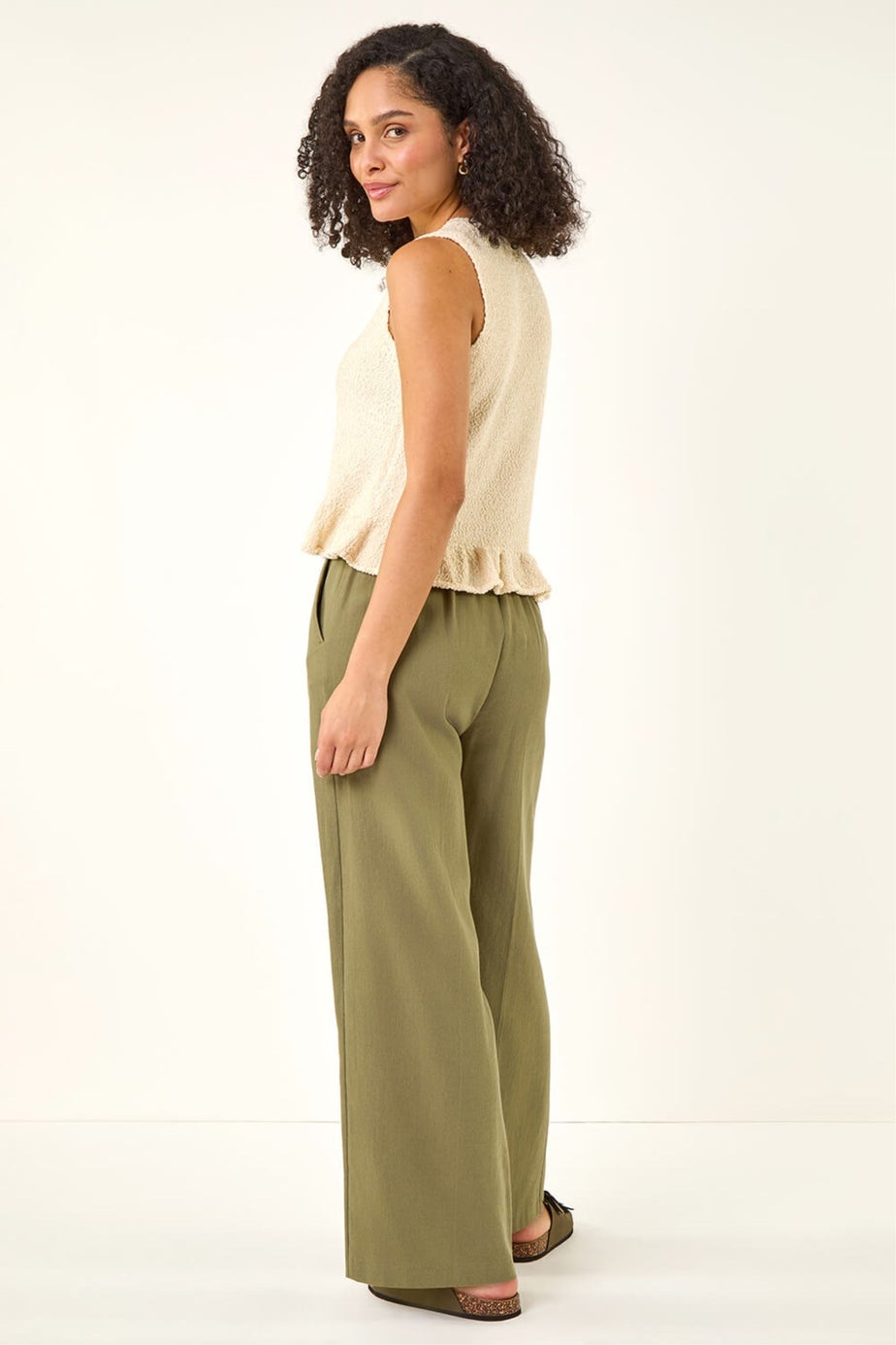 Roman Ivory Textured Frill Hem Knit Vest