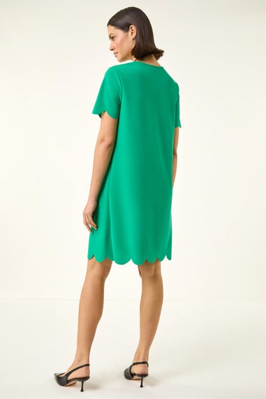 Roman Green Scallop T-Shirt Stretch Dress