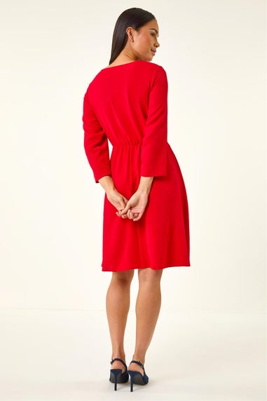 Roman Red Petite Tie Waist Front Dress