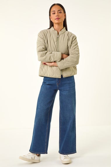 Roman Khaki Petite Quilted Puffer Jacket