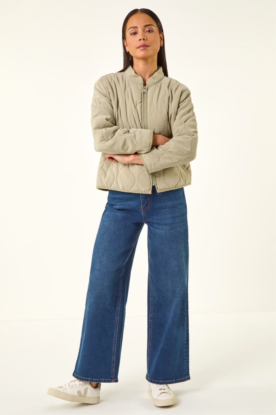 Roman Khaki Petite Quilted Puffer Jacket