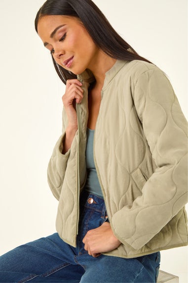 Roman Khaki Petite Quilted Puffer Jacket